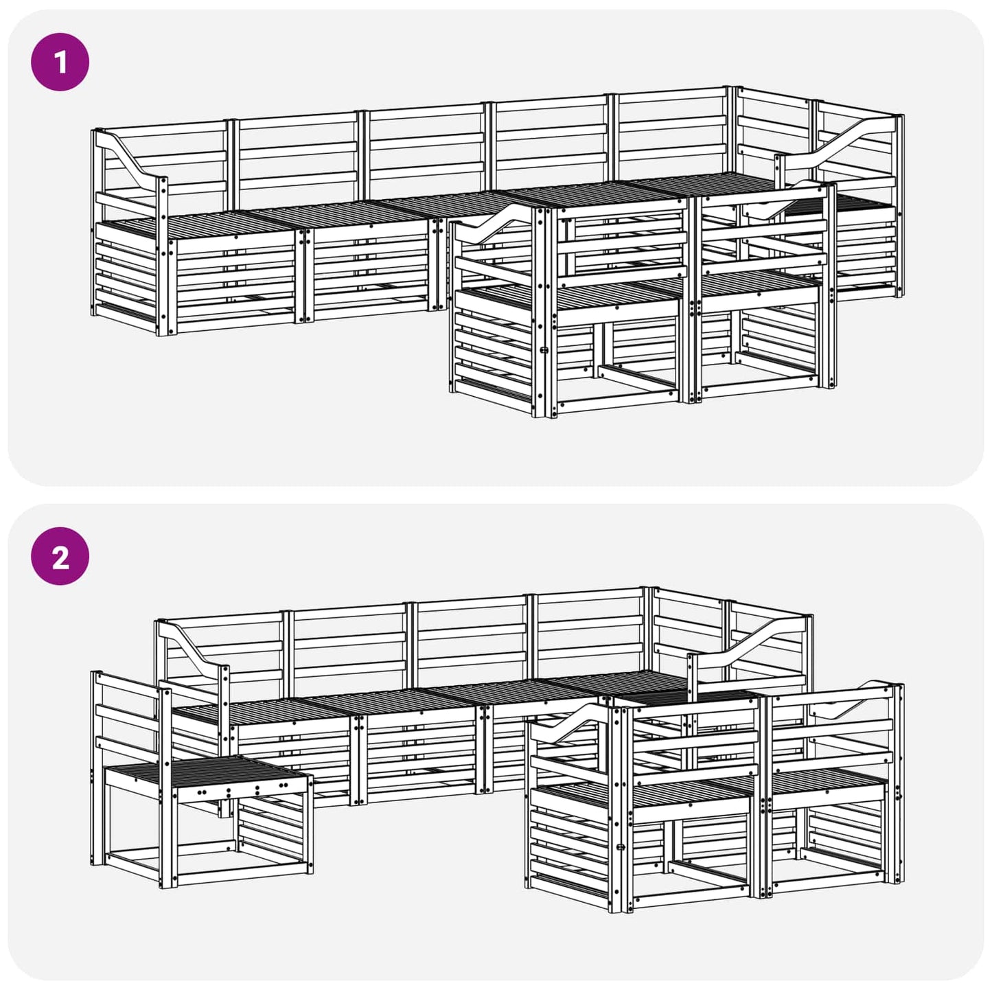 vidaXL Outdoor Sofa Set 8 pcs White Solid Acacia Wood 6