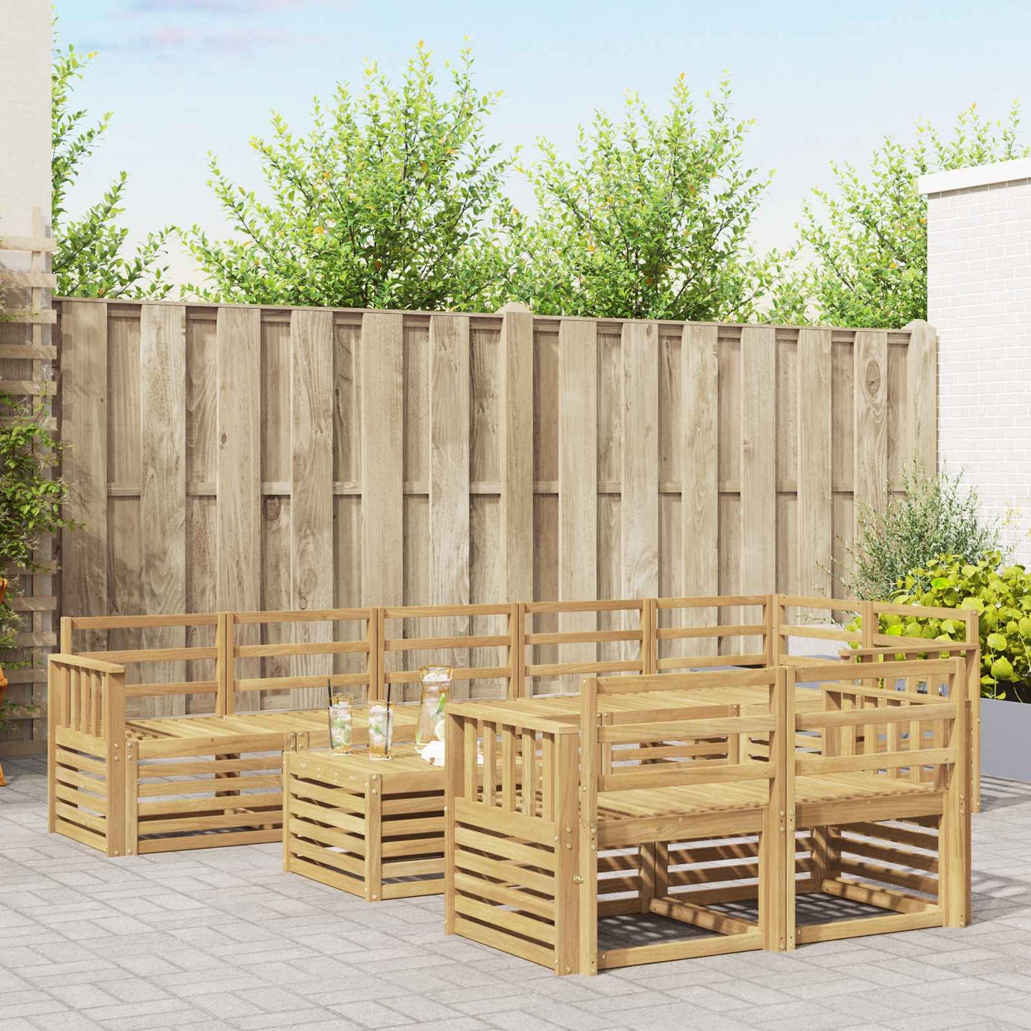 vidaXL Outdoor Sofa Set 9 pcs White Solid Acacia Wood 1