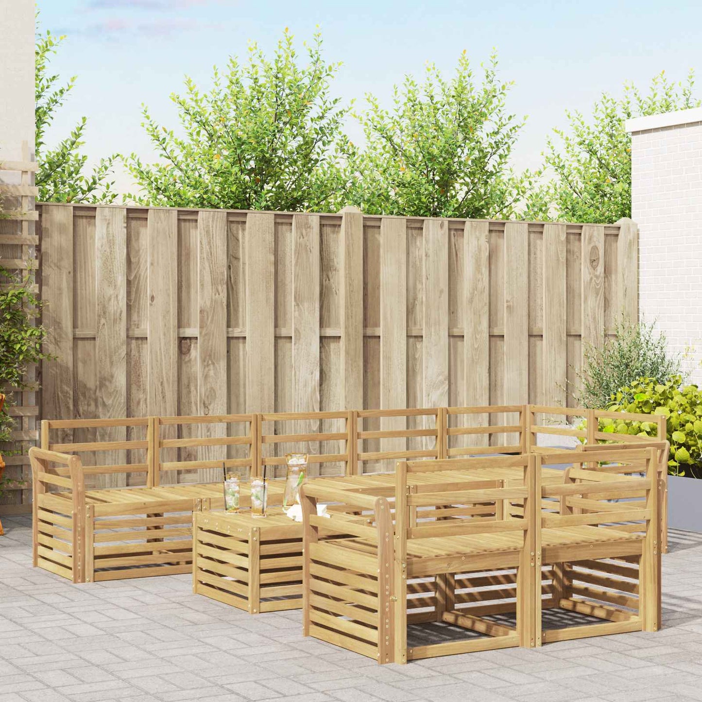 vidaXL Outdoor Sofa Set 9 pcs White Solid Acacia Wood 1