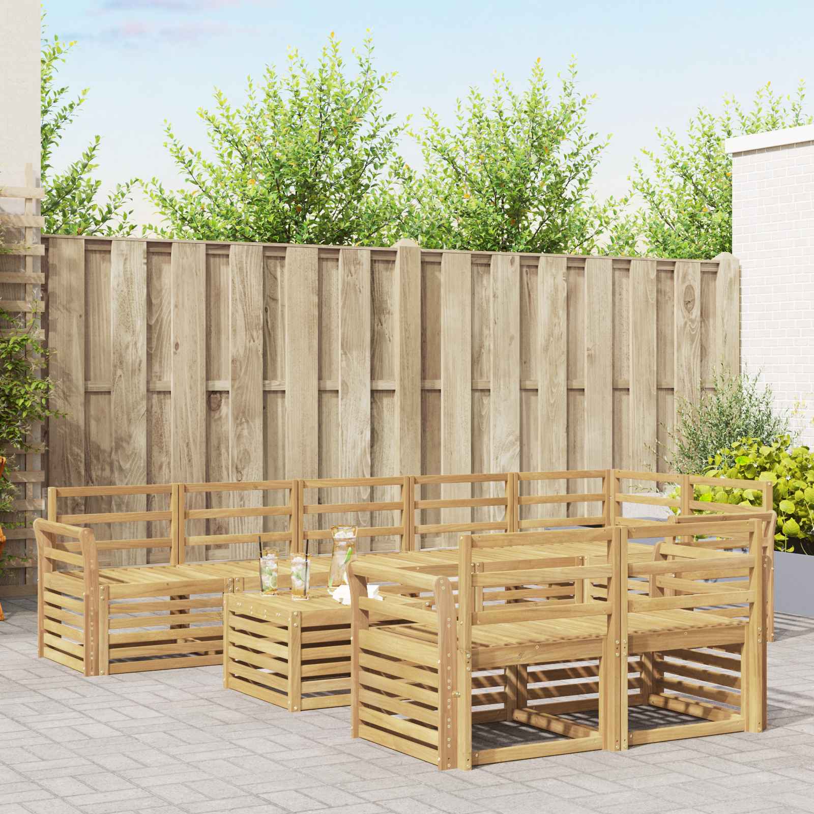 vidaXL Outdoor Sofa Set 9 pcs White Solid Acacia Wood 1