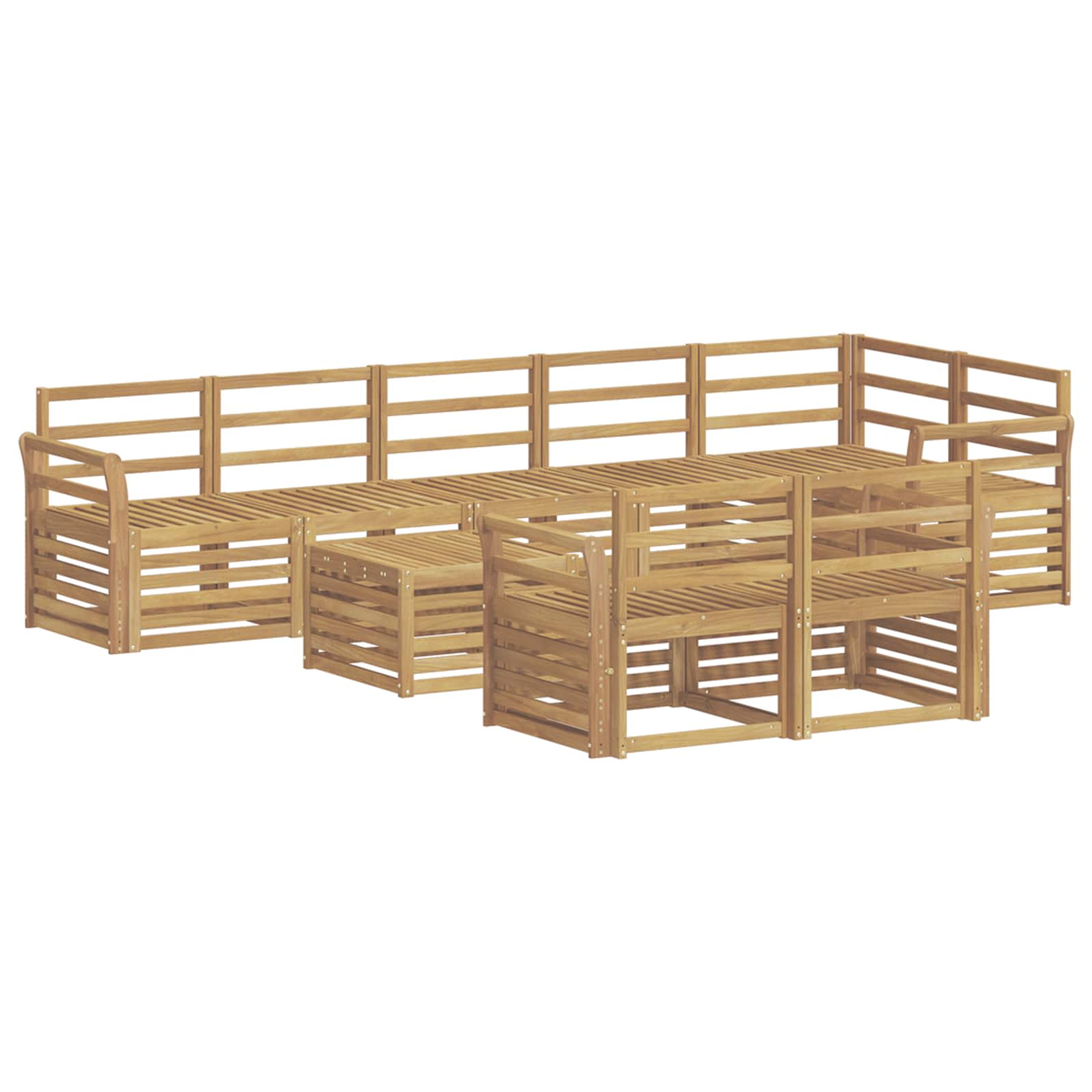 vidaXL Outdoor Sofa Set 9 pcs White Solid Acacia Wood 2