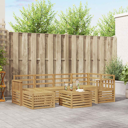 Outdoor Sofa Set 7 pcs 5-Seaters Solid Acacia Wood White Vertical slats