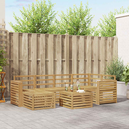 Outdoor Sofa Set 7 pcs 5-Seaters Solid Acacia Wood White Wide flat