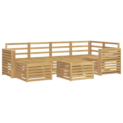 Outdoor Sofa Set 7 pcs 5-Seaters Solid Acacia Wood White Wide flat