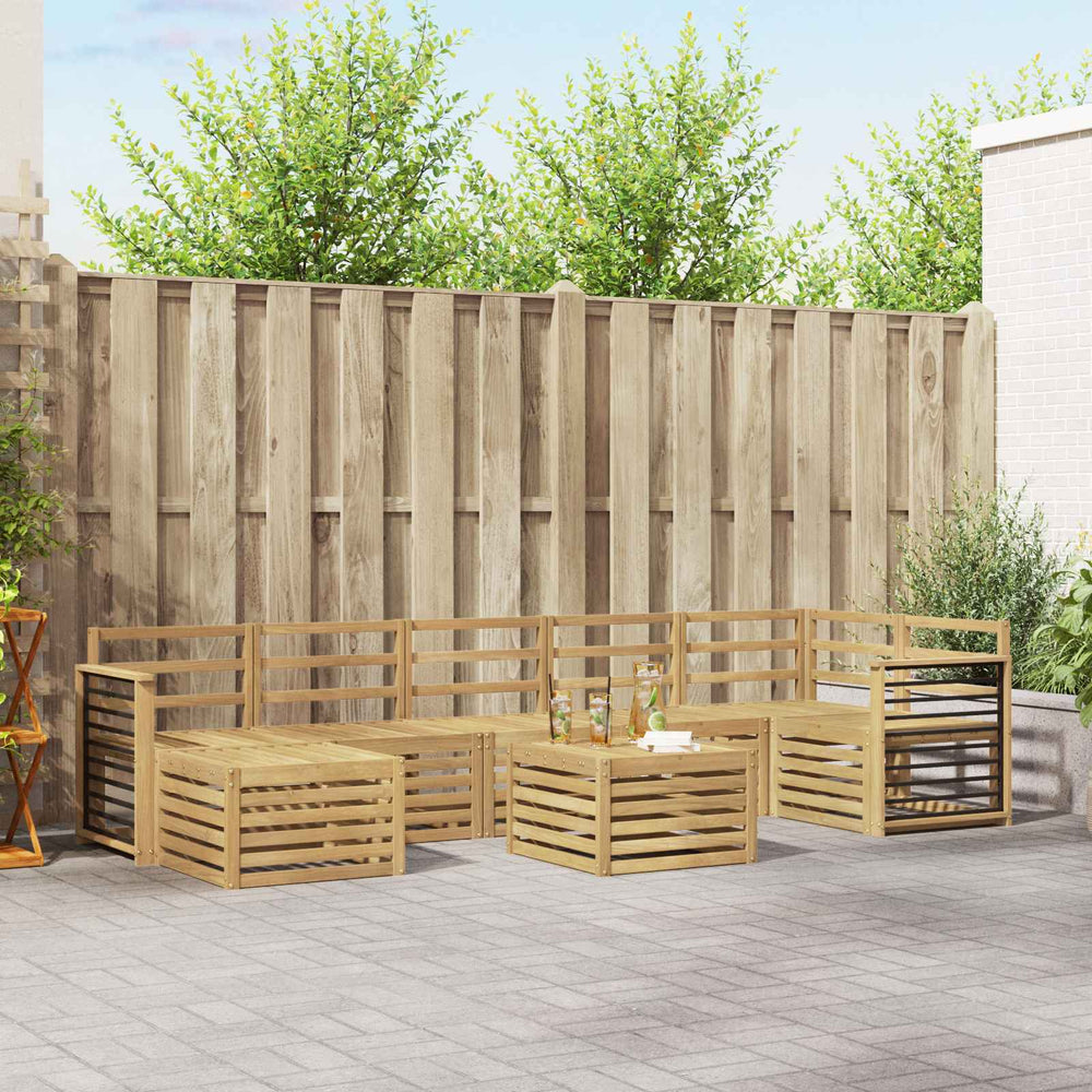 vidaXL Outdoor Sofa Set 8 pcs 8-Seaters White Solid Acacia Wood