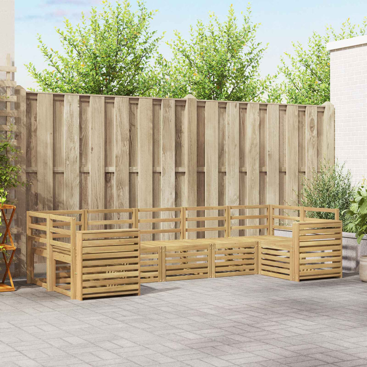 vidaXL Outdoor Sofa Set 7 pcs 7-Seaters White Solid Acacia Wood 1