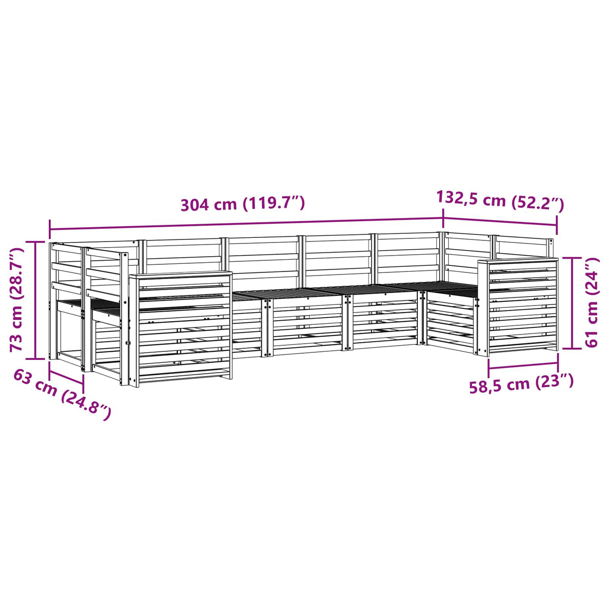 vidaXL Outdoor Sofa Set 7 pcs 7-Seaters White Solid Acacia Wood 6