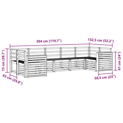 vidaXL Outdoor Sofa Set 7 pcs 7-Seaters White Solid Acacia Wood 6