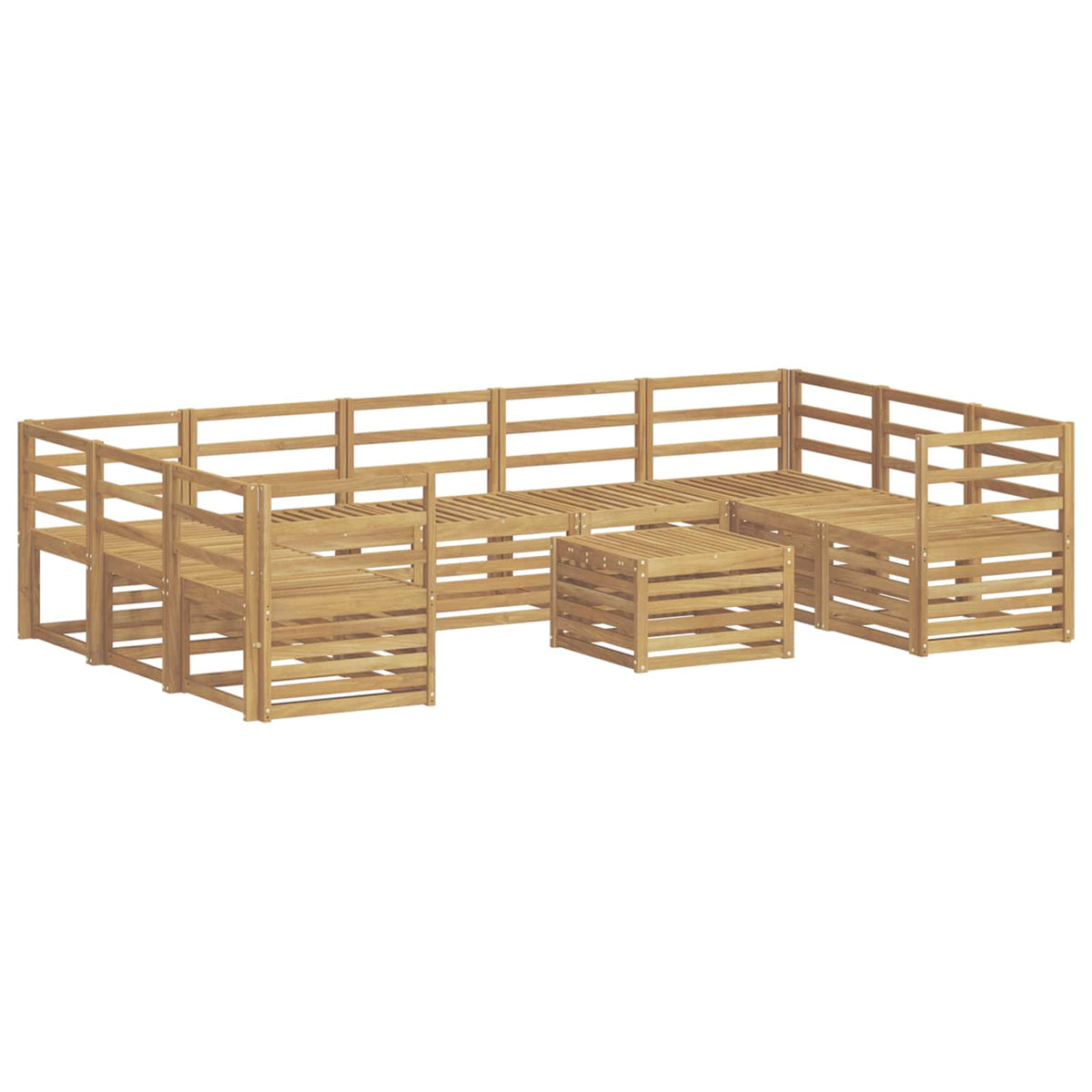 Outdoor Sofa Set 10 pcs 9-Seaters Solid Acacia Wood White Horizontal slats