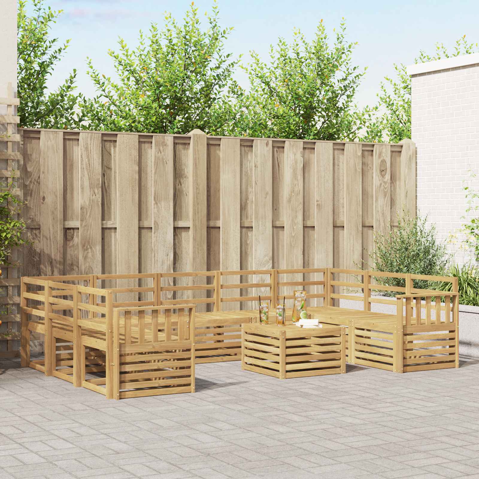 vidaXL Outdoor Sofa Set 10 pcs White Solid Acacia Wood 1
