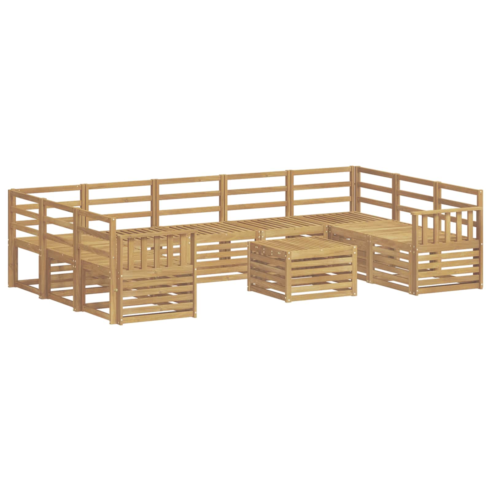 vidaXL Outdoor Sofa Set 10 pcs White Solid Acacia Wood 2