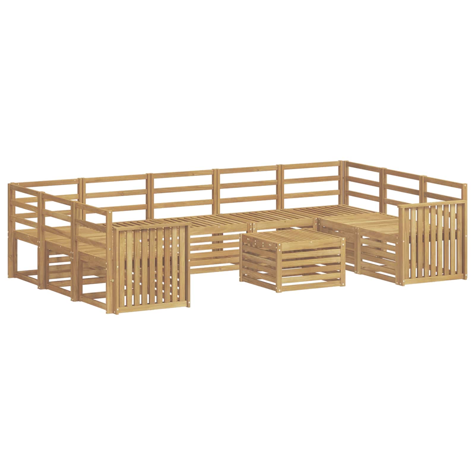 vidaXL Outdoor Sofa Set 10 pcs White Solid Acacia Wood 2