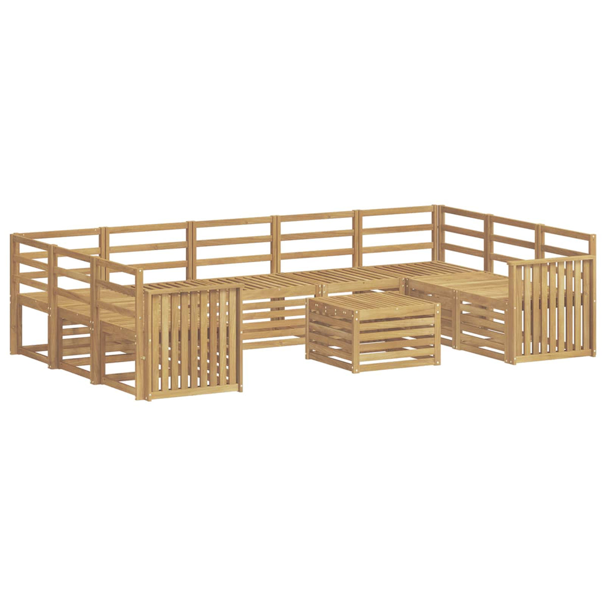Outdoor Sofa Set 10 pcs 9-Seaters Solid Acacia Wood White Track
