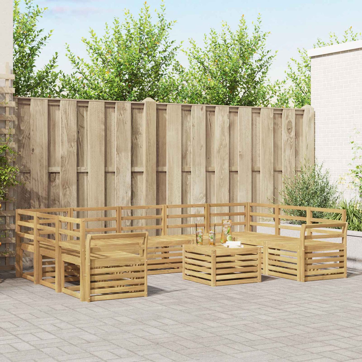 vidaXL Outdoor Sofa Set 10 pcs White Solid Acacia Wood 1
