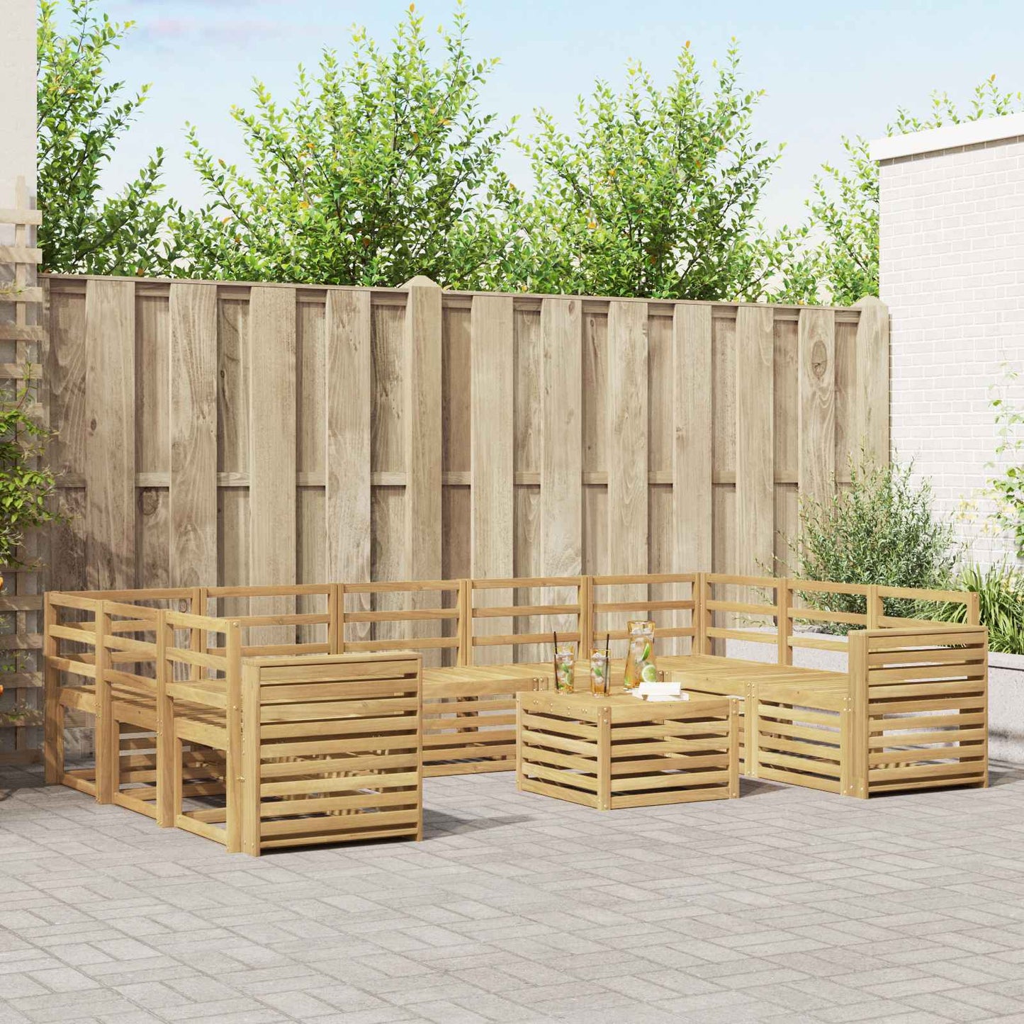 vidaXL Outdoor Sofa Set 10 pcs White Solid Acacia Wood 1