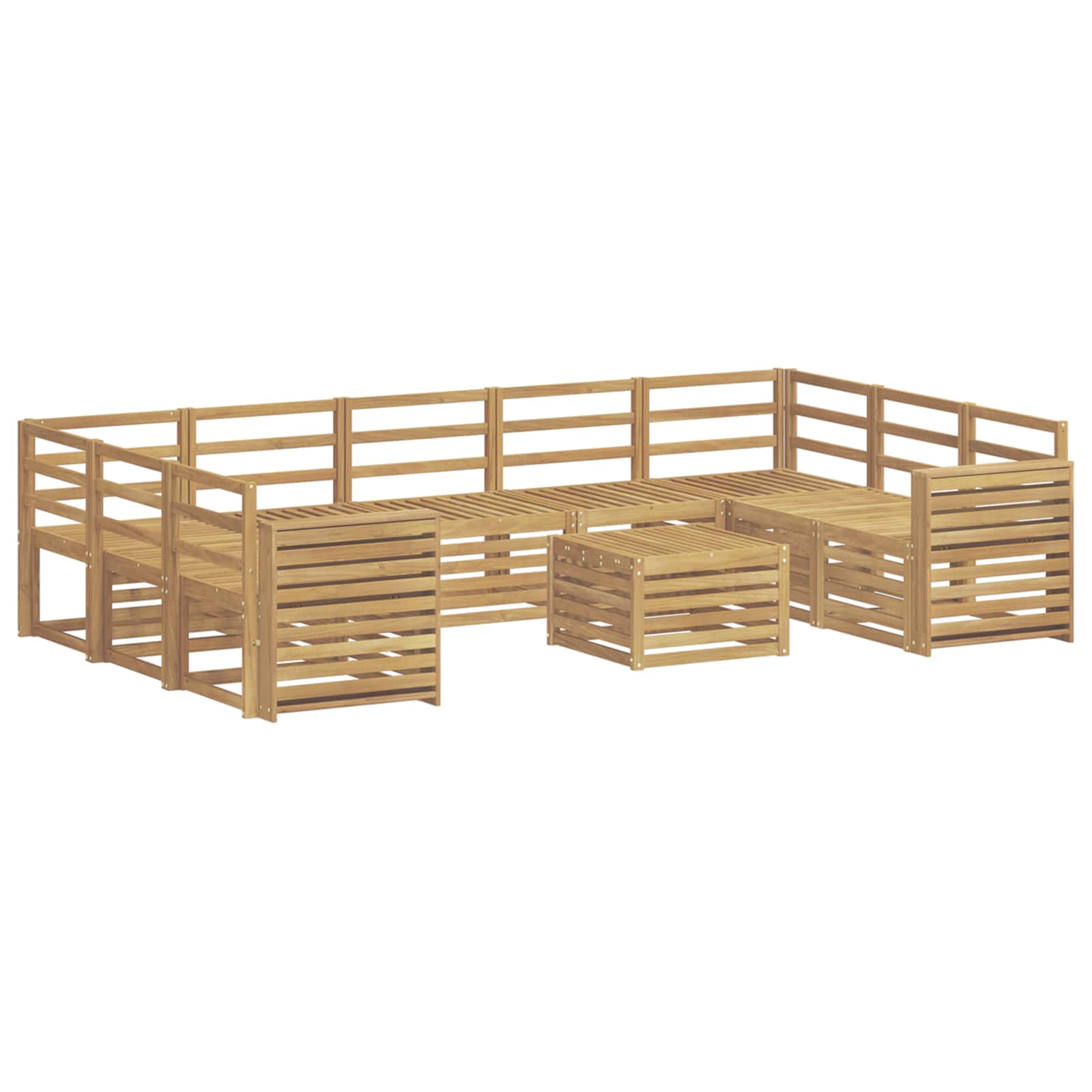 vidaXL Outdoor Sofa Set 10 pcs White Solid Acacia Wood 2