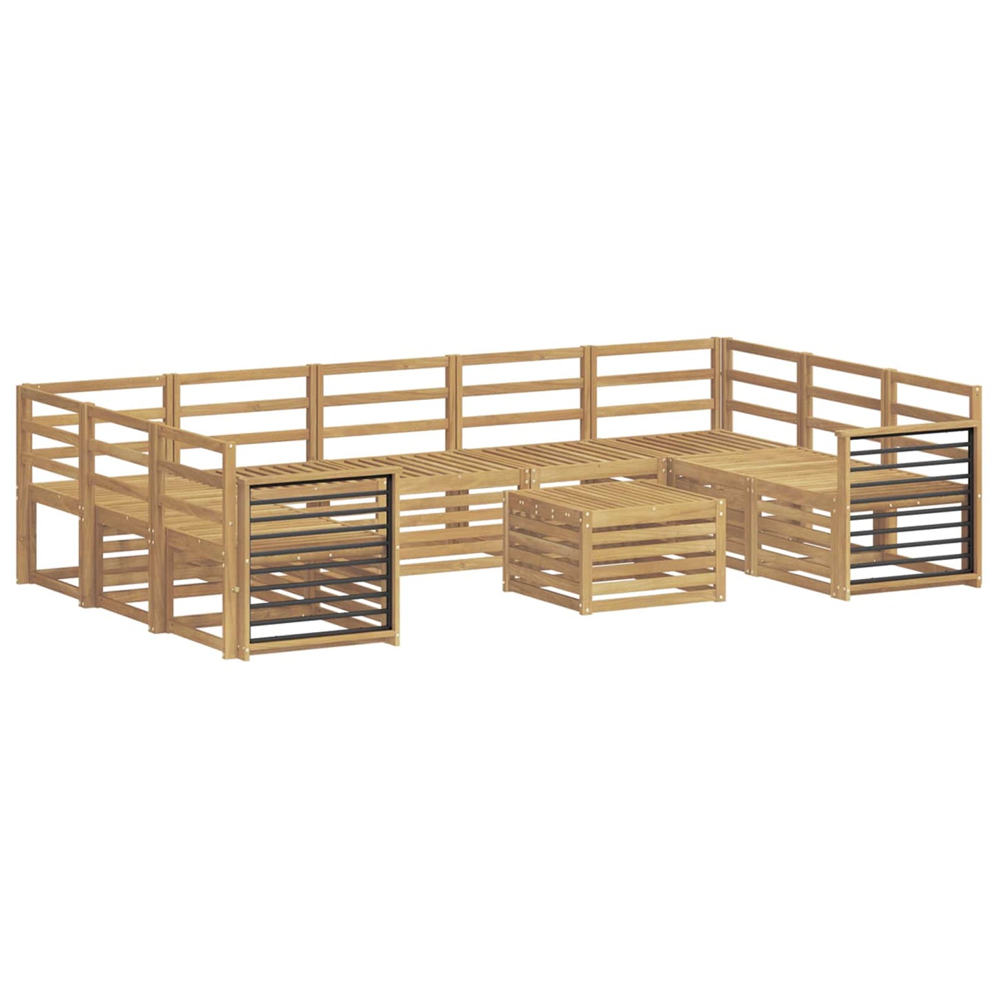 vidaXL Outdoor Sofa Set 10 pcs White Solid Acacia Wood 2