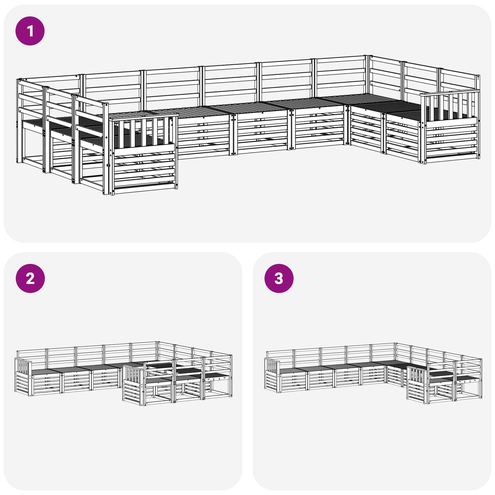 vidaXL Outdoor Sofa Set 10 pcs White Solid Acacia Wood 6