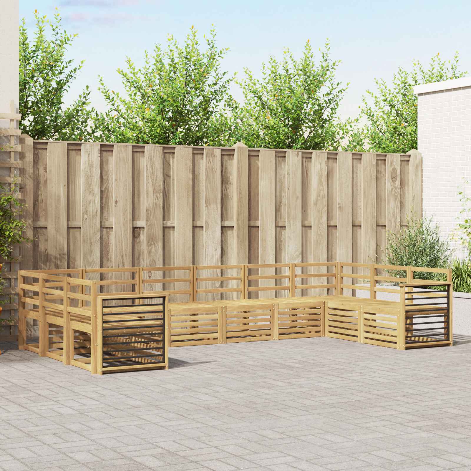 vidaXL Outdoor Sofa Set 10 pcs White Solid Acacia Wood 1