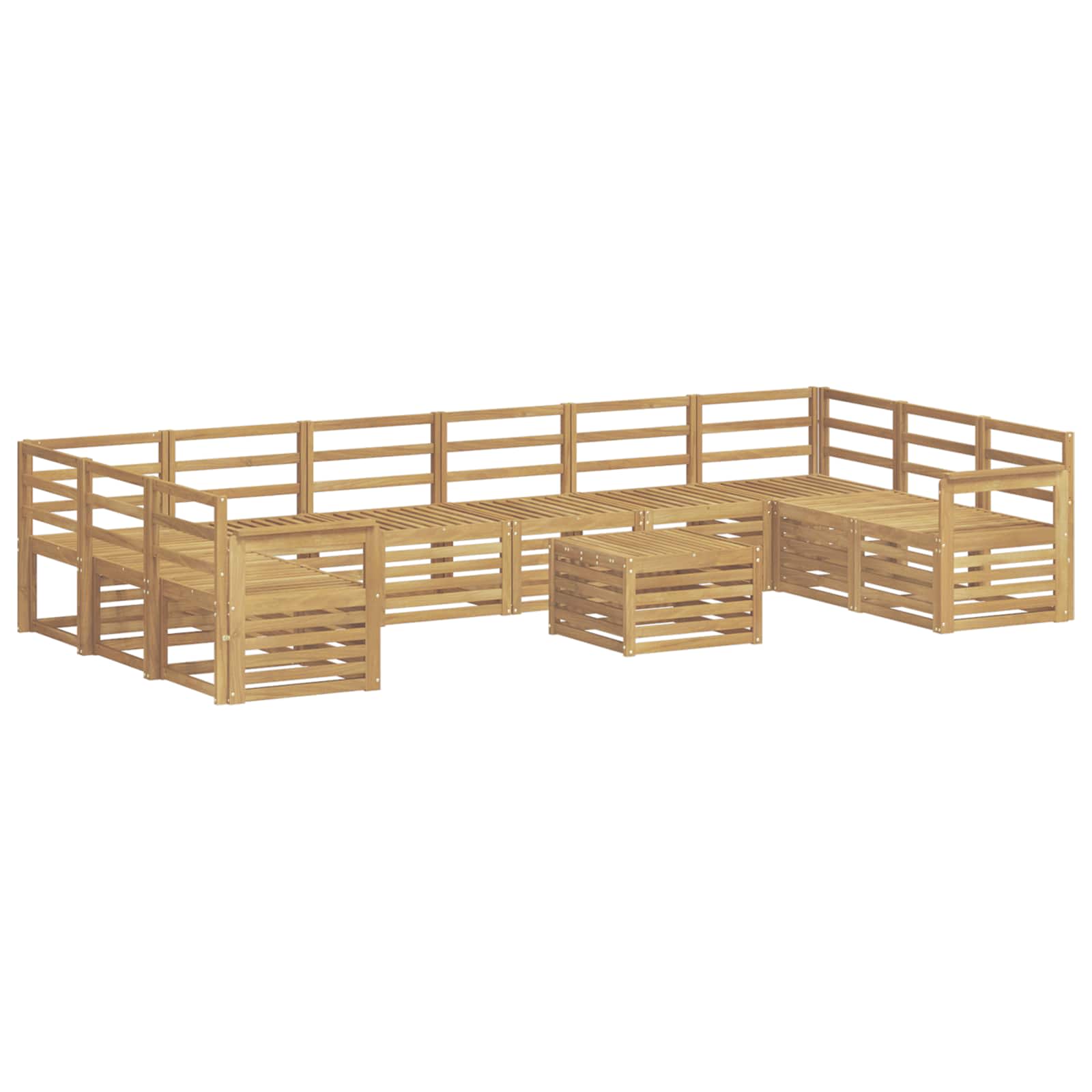 vidaXL Outdoor Sofa Set 11 pcs White Solid Acacia Wood 2