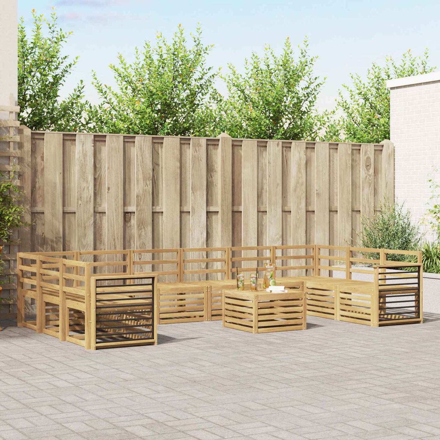 vidaXL Outdoor Sofa Set 11 pcs White Solid Acacia Wood 1