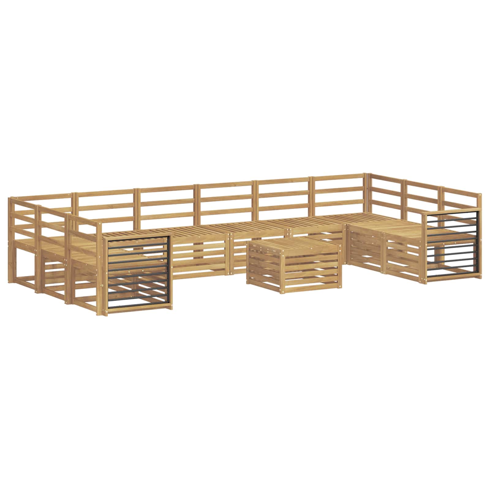 vidaXL Outdoor Sofa Set 11 pcs White Solid Acacia Wood 2