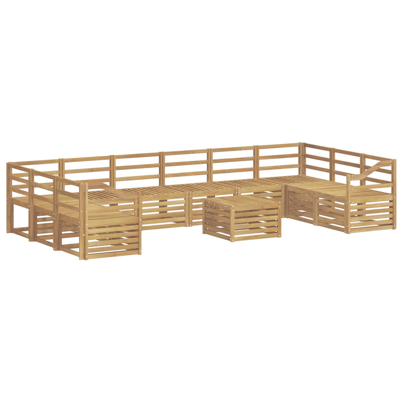 vidaXL Outdoor Sofa Set 11 pcs White Solid Acacia Wood 2