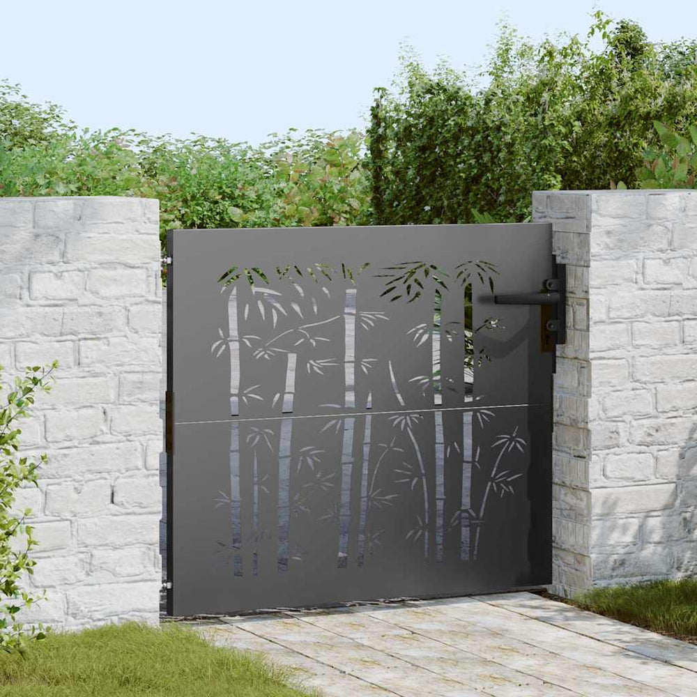 vidaXL Garden Gate Corten Steel Bamboo Design
