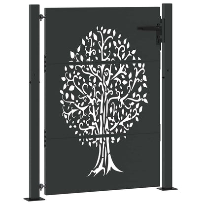 Garden Gate Corten Steel Tree Design Black 100 x 125 cm