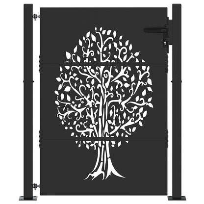 Garden Gate Corten Steel Tree Design Black 100 x 125 cm