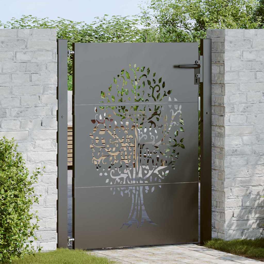 Garden Gate Corten Steel Tree Design Black 100 x 150 cm