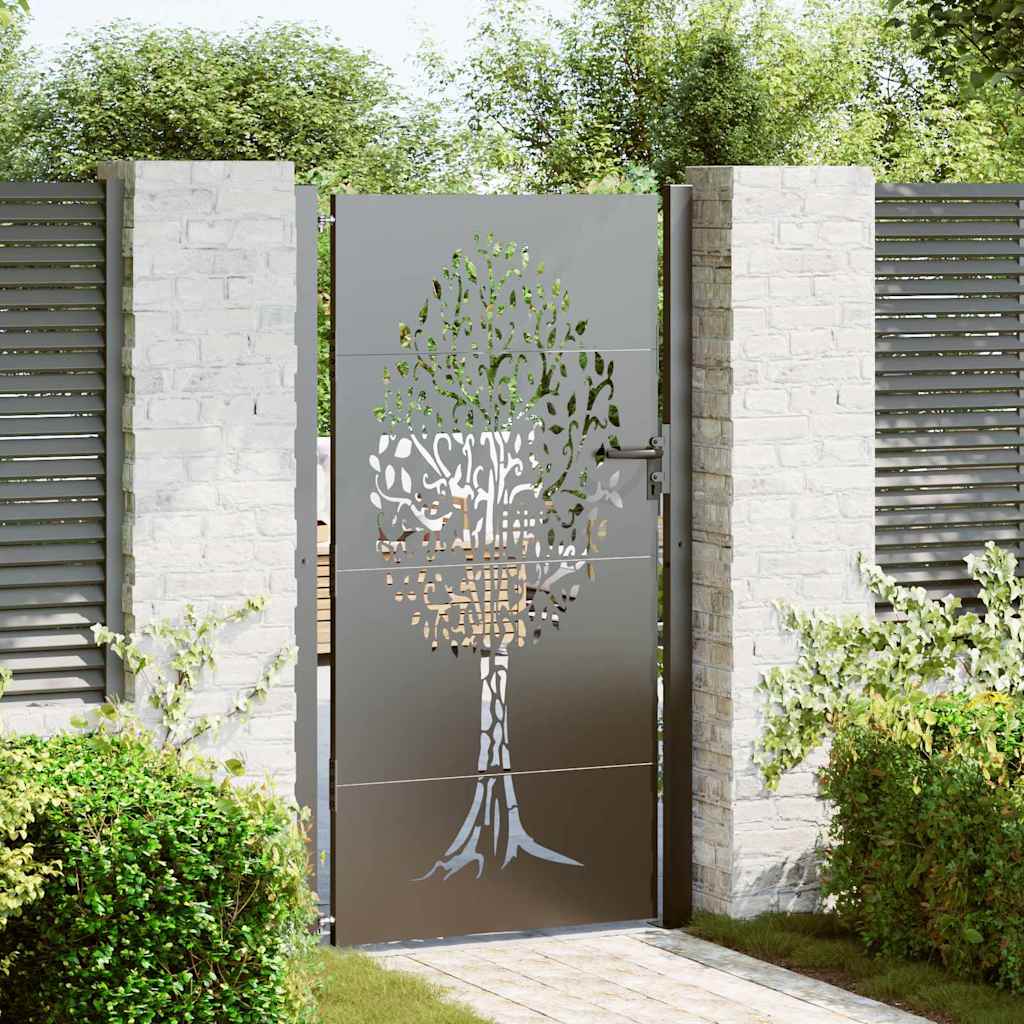 Garden Gate Corten Steel Tree Design Black 100 x 200 cm