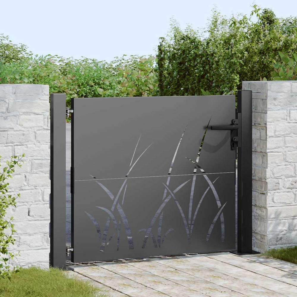 vidaXL Garden Gate Corten Steel Grass Design