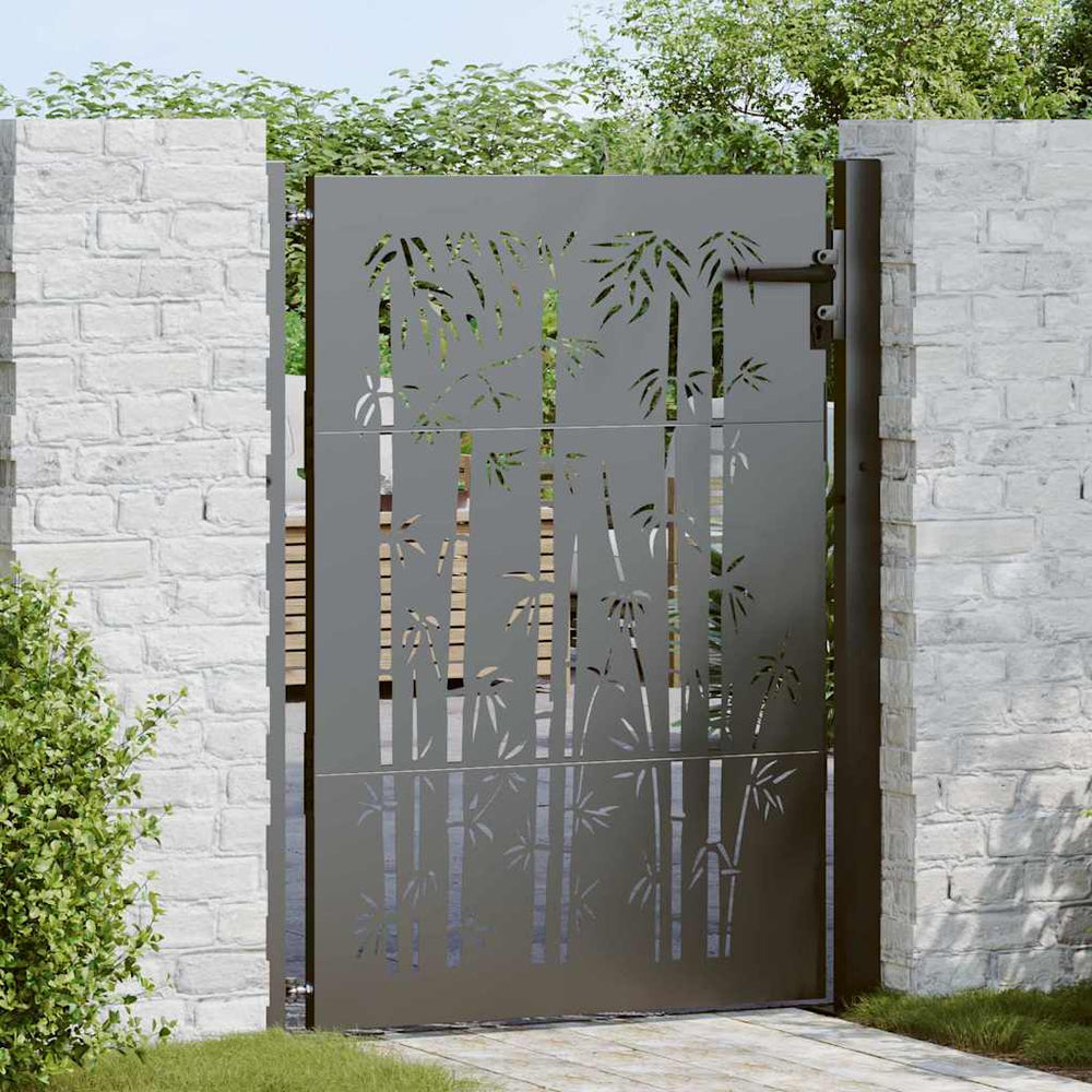 vidaXL Garden Gate Corten Steel Bamboo Design