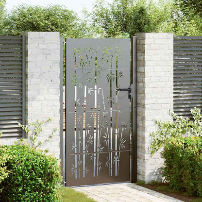 Garden Gate Corten Steel Bamboo Design Black 100 x 175 cm