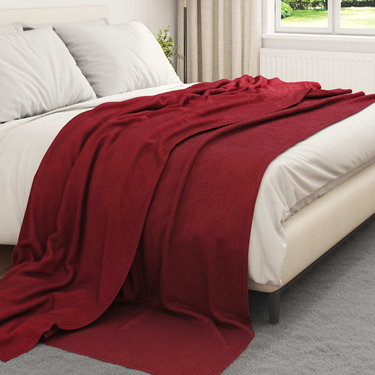 Throw Blankets 270 x 240 cm 21.77 kg Fleece 24 Width 240 cm Bordeaux red