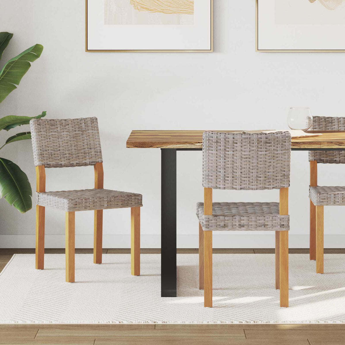 Dining Chair GENDT 2 pcs Kubu Rattan 46 x 55 x 84 cm Grey