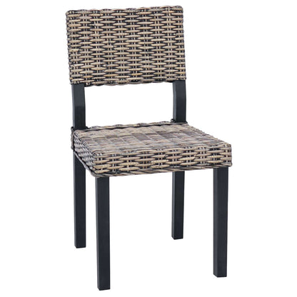 Dining Chair GENDT 2 pcs Kubu Rattan 46 x 55 x 84 cm Black wash