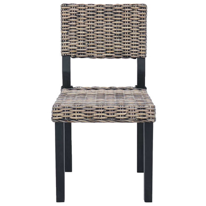 Dining Chair GENDT 2 pcs Kubu Rattan 46 x 55 x 84 cm Black wash