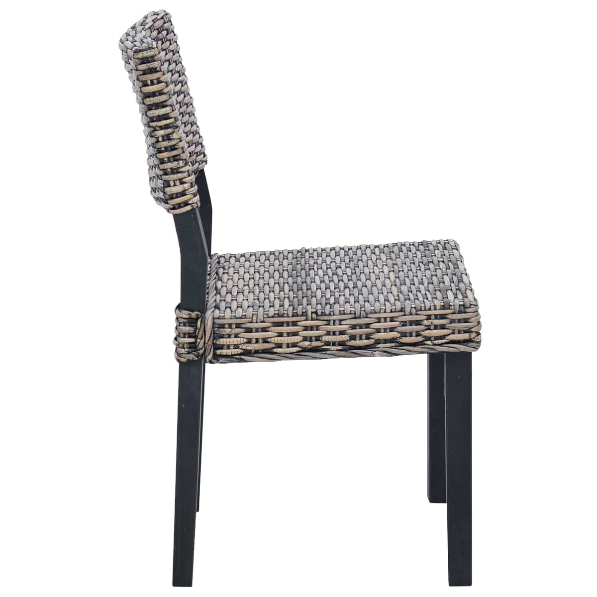 Dining Chair GENDT 2 pcs Kubu Rattan 46 x 55 x 84 cm Black wash