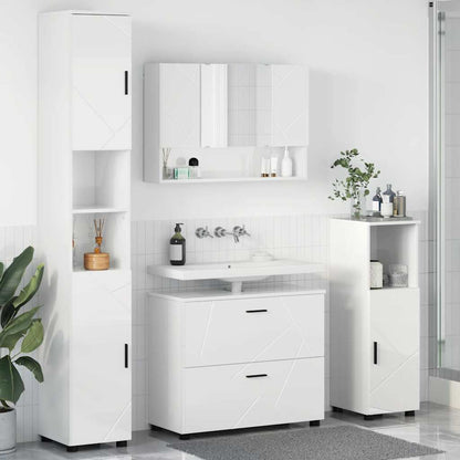 vidaXL Bathroom Furniture Set 4 pcs High Gloss White 1