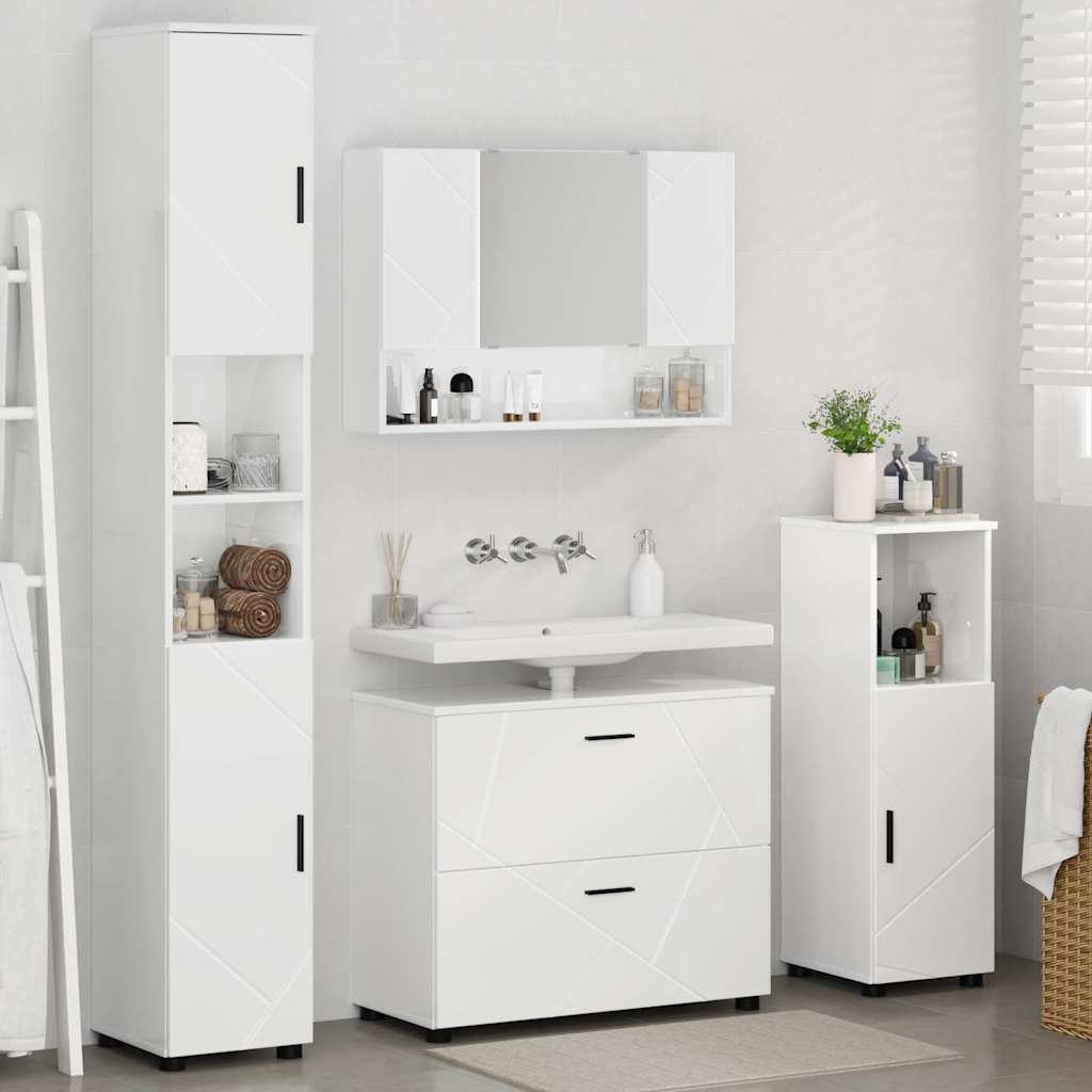 vidaXL Bathroom Furniture Set 4 pcs High Gloss White 4