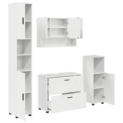 vidaXL Bathroom Furniture Set 4 pcs High Gloss White 2