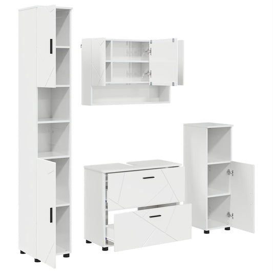vidaXL Bathroom Furniture Set 4 pcs High Gloss White 2