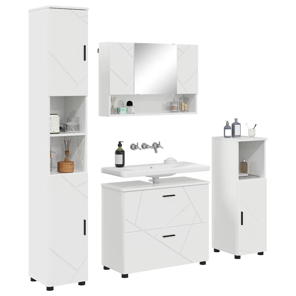 vidaXL Bathroom Furniture Set 4 pcs High Gloss White 3