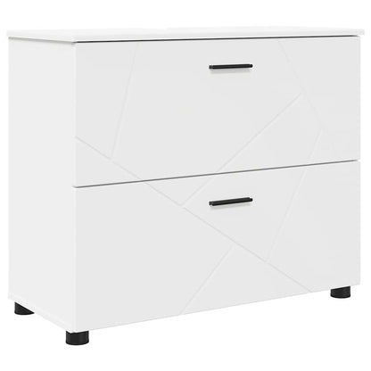 vidaXL Bathroom Furniture Set 4 pcs White Engineered Wood and Metal 5