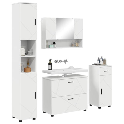 vidaXL Bathroom Furniture Set 4 pcs White Engineered Wood and Metal 3