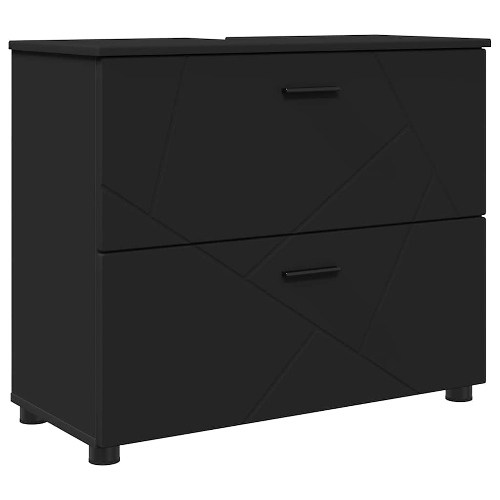vidaXL Bathroom Furniture Set 4 pcs Black Engineered Wood and Metal 5