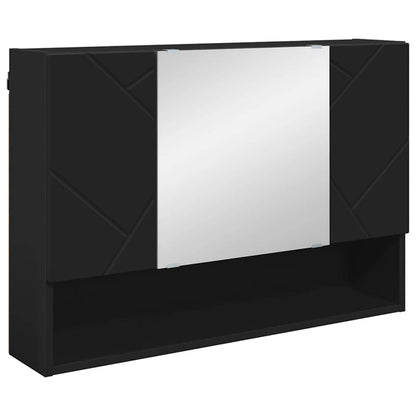 vidaXL Bathroom Furniture Set 4 pcs Black Engineered Wood and Metal 6