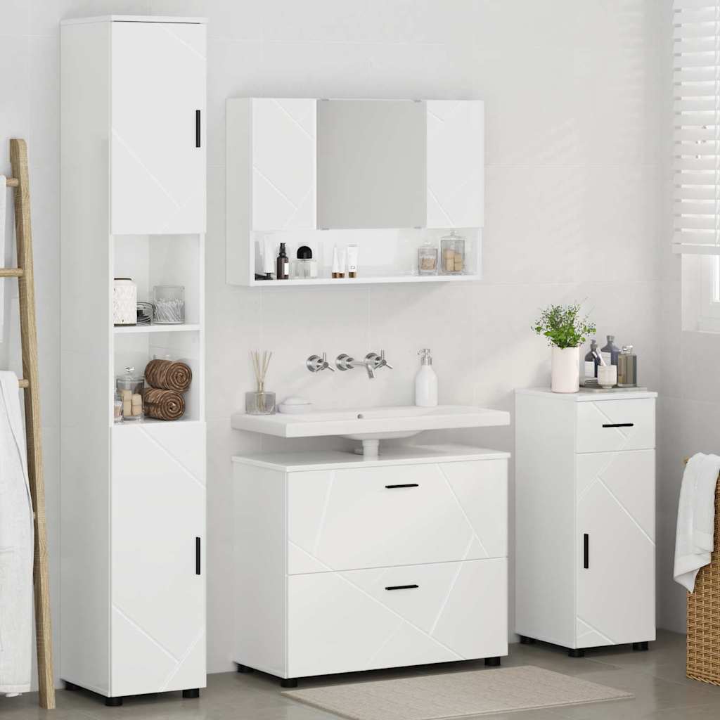 vidaXL Bathroom Furniture Set 4 pcs High Gloss White 4